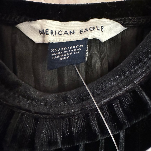 American Eagle black mini dress velvety. New with tags. Spaghetti straps. - Picture 6 of 7